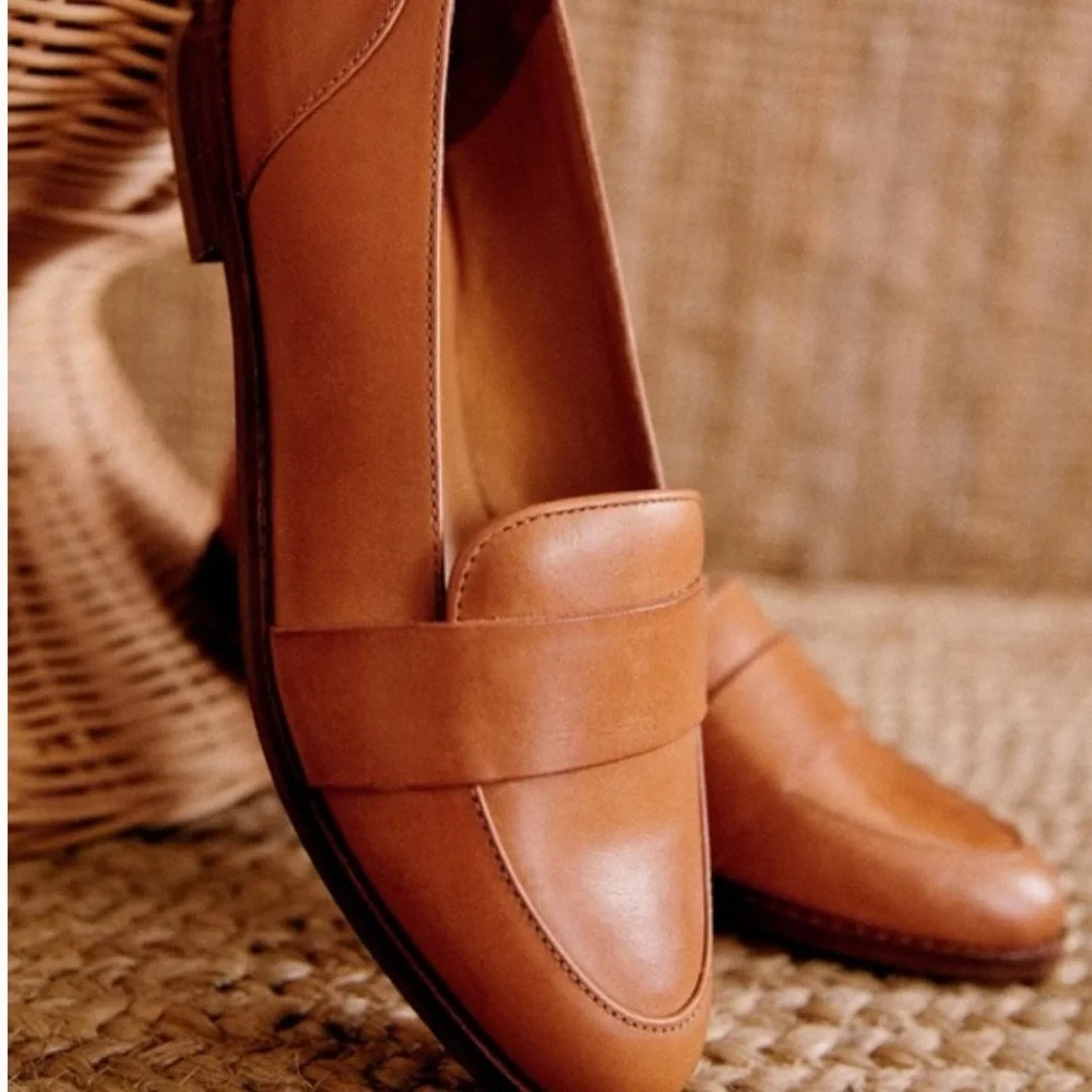 Sézane Shoes MICHEL LOAFERS Cognac Leather Minimalist Sz US6.5 - Picture 3 of 14